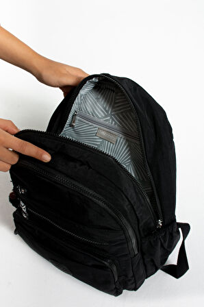 Çok Cepli Kadın Sırt Çantası Orta Boy Günlük HV3001 Siyah