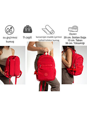 Çok Cepli Kadın Sırt Çantası Orta Boy Günlük HV3001 Siyah Desenli