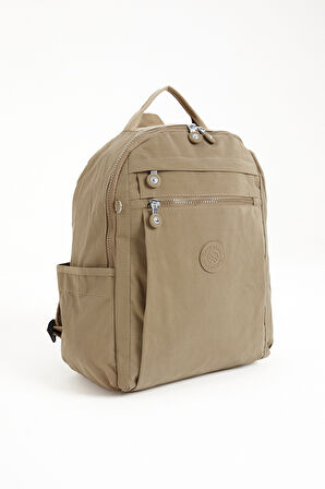 Çok Cepli Kadın Sırt Çantası Orta Boy Günlük HV3059 Koyu Bej