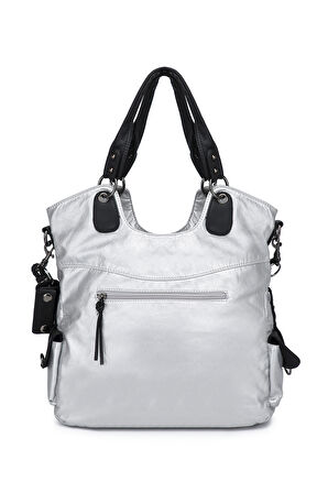 Barcelona Spor Bohem Tarzı Geniş ve Büyük Uzun Askılı Omuz Çantası 1582 Platin