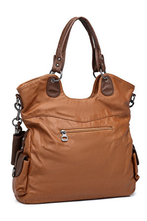 Barcelona Spor Bohem Tarzı Geniş ve Büyük Uzun Askılı Omuz Çantası 1582 Taba