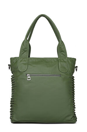 Barcelona Günlük Büyük ve Çok Cepli Kadın Omuz Çantası Uzun Askılı 1822 Koyu Yeşil