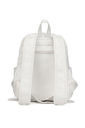 Barcelona Günlük Çok Cepli Orta Boy Kadın Sırt  Çantası 1871 Beyaz