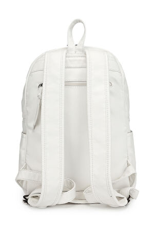 Barcelona Günlük Çok Cepli Orta Boy Kadın Sırt  Çantası 1872 Beyaz