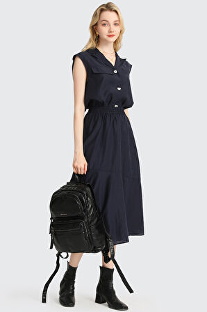 Barcelona Günlük Çok Cepli Orta Boy Kadın Sırt  Çantası 1872 Beyaz