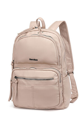 Barcelona Günlük Çok Cepli Orta Boy Kadın Sırt  Çantası 1872 Pudra