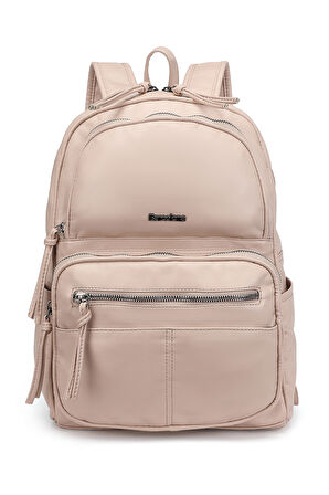 Barcelona Günlük Çok Cepli Orta Boy Kadın Sırt  Çantası 1872 Pudra