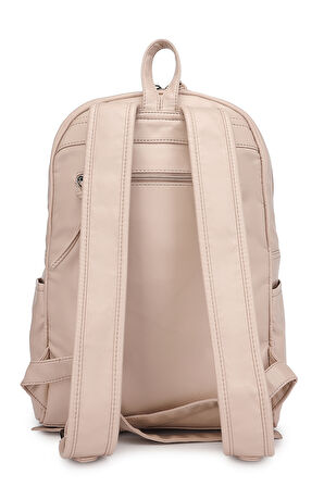Barcelona Günlük Çok Cepli Orta Boy Kadın Sırt  Çantası 1872 Pudra