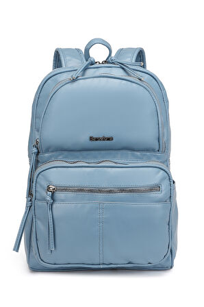 Barcelona Günlük Çok Cepli Orta Boy Kadın Sırt  Çantası 1872 Jeans Mavi