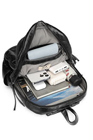 Barcelona Günlük Çok Cepli Orta Boy Kadın Sırt  Çantası 1872 Jeans Mavi