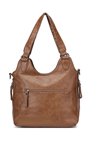 Barcelona Günlük Kadın El ve Omuz Çantası Uzun Askılı Çok Cepli 1893 Camel