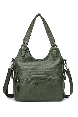 Barcelona Günlük Kadın El ve Omuz Çantası Uzun Askılı Çok Cepli 1893 Yeşil