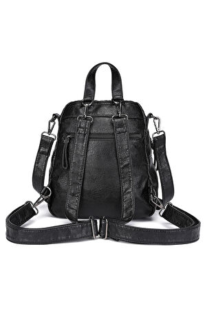 Barcelona Günlük Çok Cepli, Spor ve Rahat Orta Boy Kadın Sırt Çantası 1901 Siyah