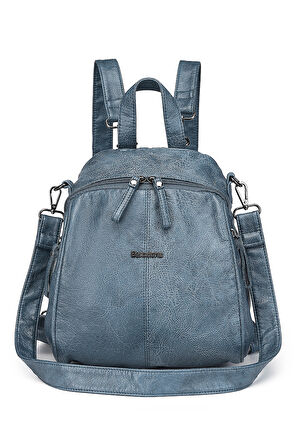 Barcelona Günlük Çok Cepli, Spor ve Rahat Orta Boy Kadın Sırt Çantası 1901 Buz Mavi