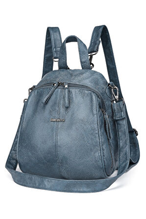 Barcelona Günlük Çok Cepli, Spor ve Rahat Orta Boy Kadın Sırt Çantası 1901 Buz Mavi