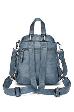 Barcelona Günlük Çok Cepli, Spor ve Rahat Orta Boy Kadın Sırt Çantası 1901 Buz Mavi