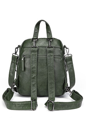Barcelona Günlük Çok Cepli, Spor ve Rahat Orta Boy Kadın Sırt Çantası 1901 Yeşil