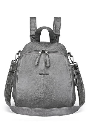 Barcelona Günlük Çok Cepli, Spor ve Rahat Orta Boy Kadın Sırt Çantası 1901 Gri