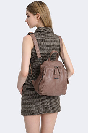 Barcelona Günlük Çok Cepli, Spor ve Rahat Orta Boy Kadın Sırt Çantası 1901 Gri