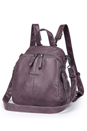 Barcelona Günlük Çok Cepli, Spor ve Rahat Orta Boy Kadın Sırt Çantası 1901 Mürdüm