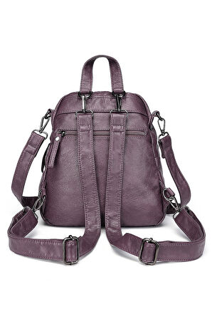 Barcelona Günlük Çok Cepli, Spor ve Rahat Orta Boy Kadın Sırt Çantası 1901 Mürdüm