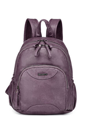 Barcelona Çok Cepli Günlük Orta Boy Kadın Kaliteli Sırt Çantası 1906 Mürdüm