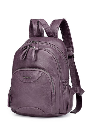 Barcelona Çok Cepli Günlük Orta Boy Kadın Kaliteli Sırt Çantası 1906 Mürdüm