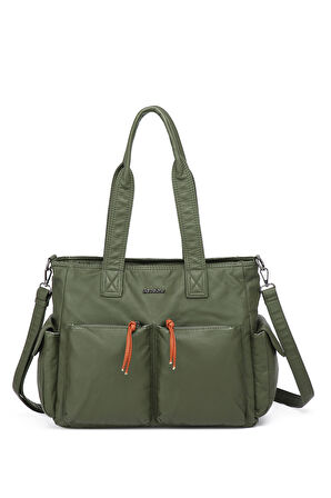 Barcelona Büyük Shopper Çok Cepli Uzun Askılı Kadın Omuz Çantası1927 Koyu Yeşil