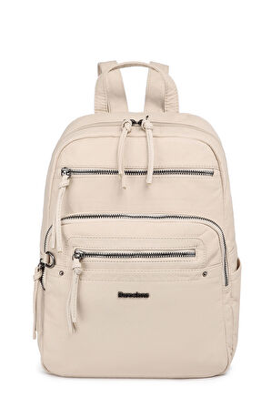 Barcelona Günlük Orta Boy Spor Çok Cepli Kadın Sırt Çantası 1928 Bej