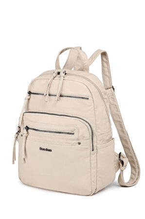 Barcelona Günlük Orta Boy Spor Çok Cepli Kadın Sırt Çantası 1928 Bej