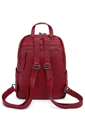 Barcelona Günlük Orta Boy Spor Çok Cepli Kadın Sırt Çantası 1928 Bordo