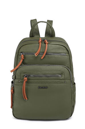 Barcelona Günlük Orta Boy Spor Çok Cepli Kadın Sırt Çantası 1928 Koyu Yeşil