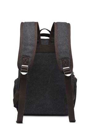 Günlük Orta Boy Kanvas Kumaş Çok Cepli Unisex Sırt Çantası Siyah