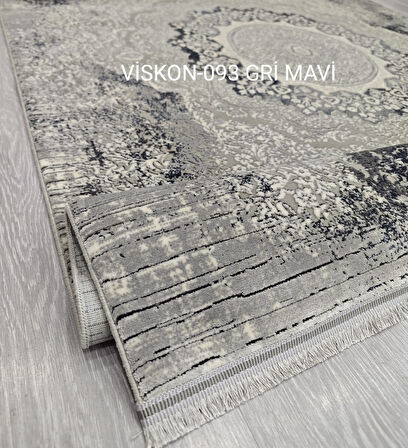 Decoser Viskon Koleksiyonu Viskon Akrilik dokuma Bambu Halı DH093 Gri Mavi
