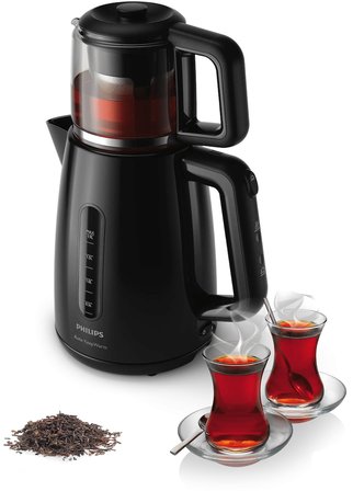 Philips Elektrikli Çaycı Kettle Cam Demlikli Çaycı 1.9 L Alt Hazneli Susuz Çalışma Korumalı Gizli