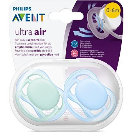 Ultra Air 2li Silikon Emzik Erkek Renkli 0-6 Ay