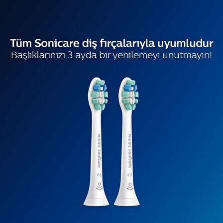 Philips Sonicare C2 Optimal Plaque Defence 2'li Şarjlı Diş Fırçası Yedeği