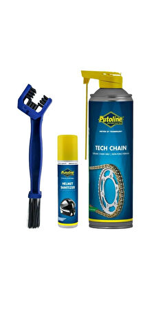 Putoline 500 ML Tech-chain zincir yağ & 75 ML kask temizleme & Fırça