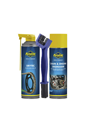 Putoline ZİNCİR BAKIM SET-1  DRYTECH & CHAİN ENGİNE & TEMİZLEME FIRÇASI