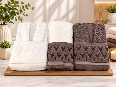 Royam Cotton Paris Jakarlı Pamuklu 6 Parça Aile Bornoz Seti