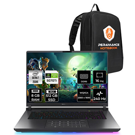ASUS Rog Strix G16 Ultra7 255HX 8GB 512GB SSD RTX5070Ti/12GB 140W 16" QHD+ 240Hz FDOS Gaming G615LR