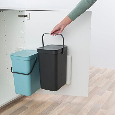 Brabantia Çöp Kutusu  2x12 Lt Dolap İçi Sort Go Mint Gri