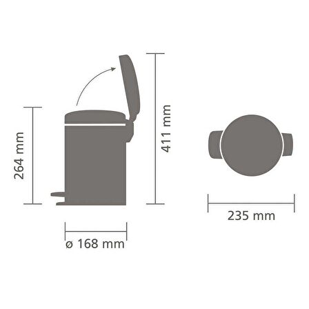 Brabantia Çöp Kutusu 3 litre Newicon Beyaz 112126