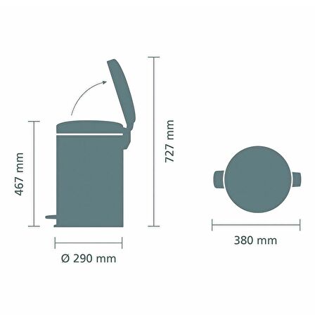 Brabantia Çöp Kutusu 20 litre Newicon Pedallı Platin 114045