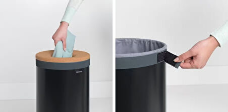 Brabantia Matt Black Mantar Kapaklı Çamaşır Sepeti 35lt