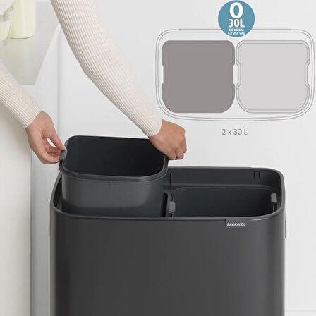 Brabantia Çöp Kutusu 30 + 30 lt Bo Touch Dokunmatik Kapak Beyaz 130601