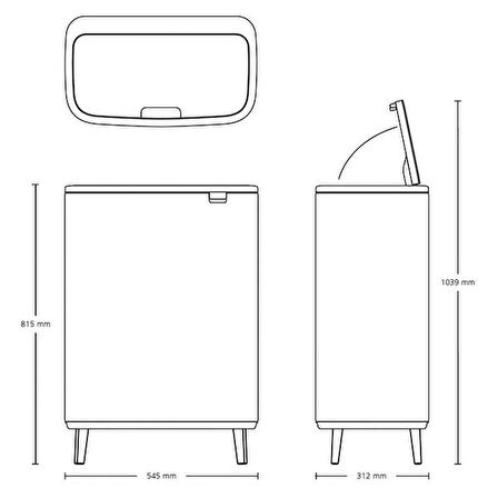 Brabantia Çöp Kutusu 30 + 30 lt Bo Touch Dokunmatik Kapak Beyaz 130601