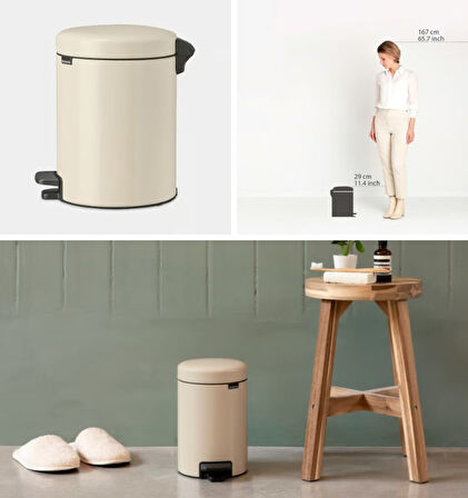Brabantia Bej Rengi Pedallı Çöp Kutusu 5lt 