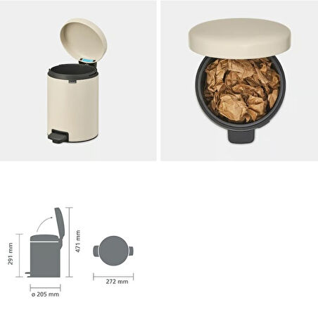 Brabantia Bej Rengi Pedallı Çöp Kutusu 5lt 