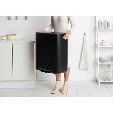 Brabantia Bo Matt Black Pedallı Çöp Kutusu 60lt (plastik İç Kovalı) (8710755211362)